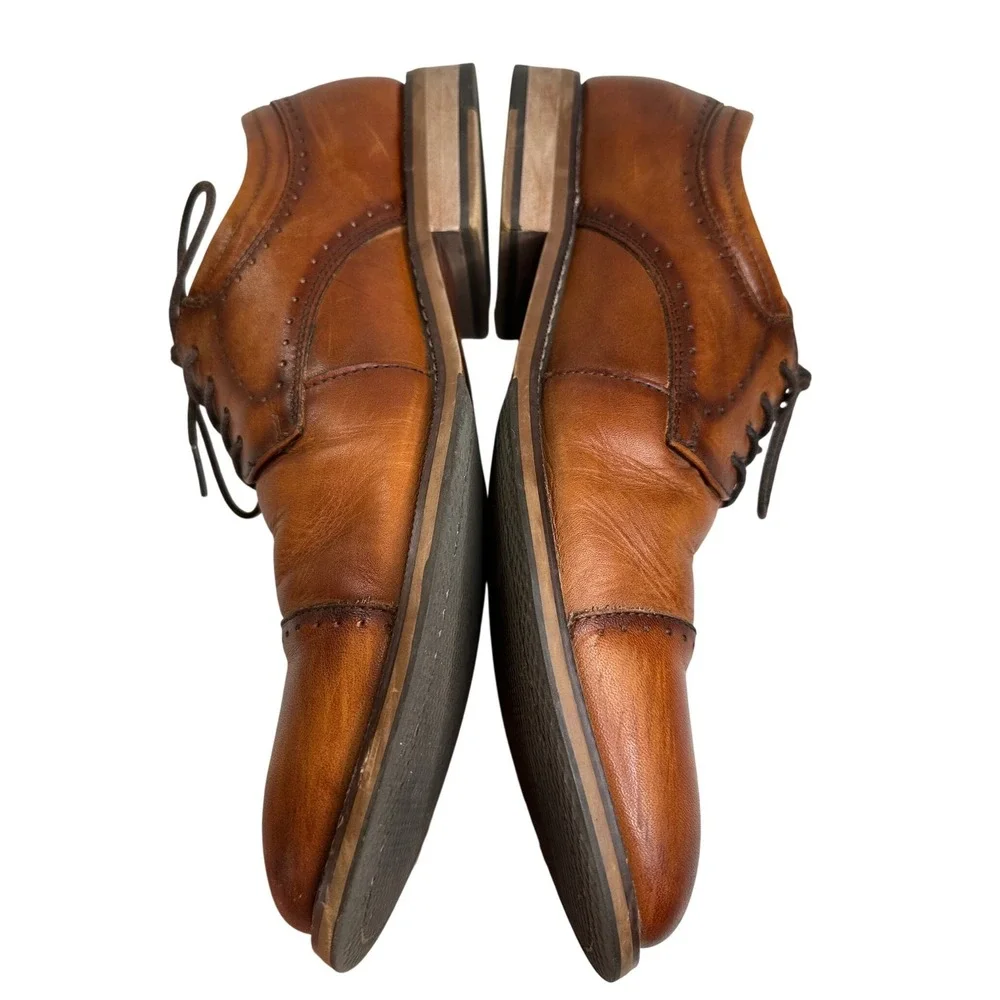 Stacy Adams‎ Men's Tan Leather Cap Toe Oxford Dress Shoes 25304-221 Brown 8.5M
